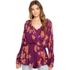 Free People Tuscan Dreams Floral Tunic Dress Boho Peasant Style Size S Viscose